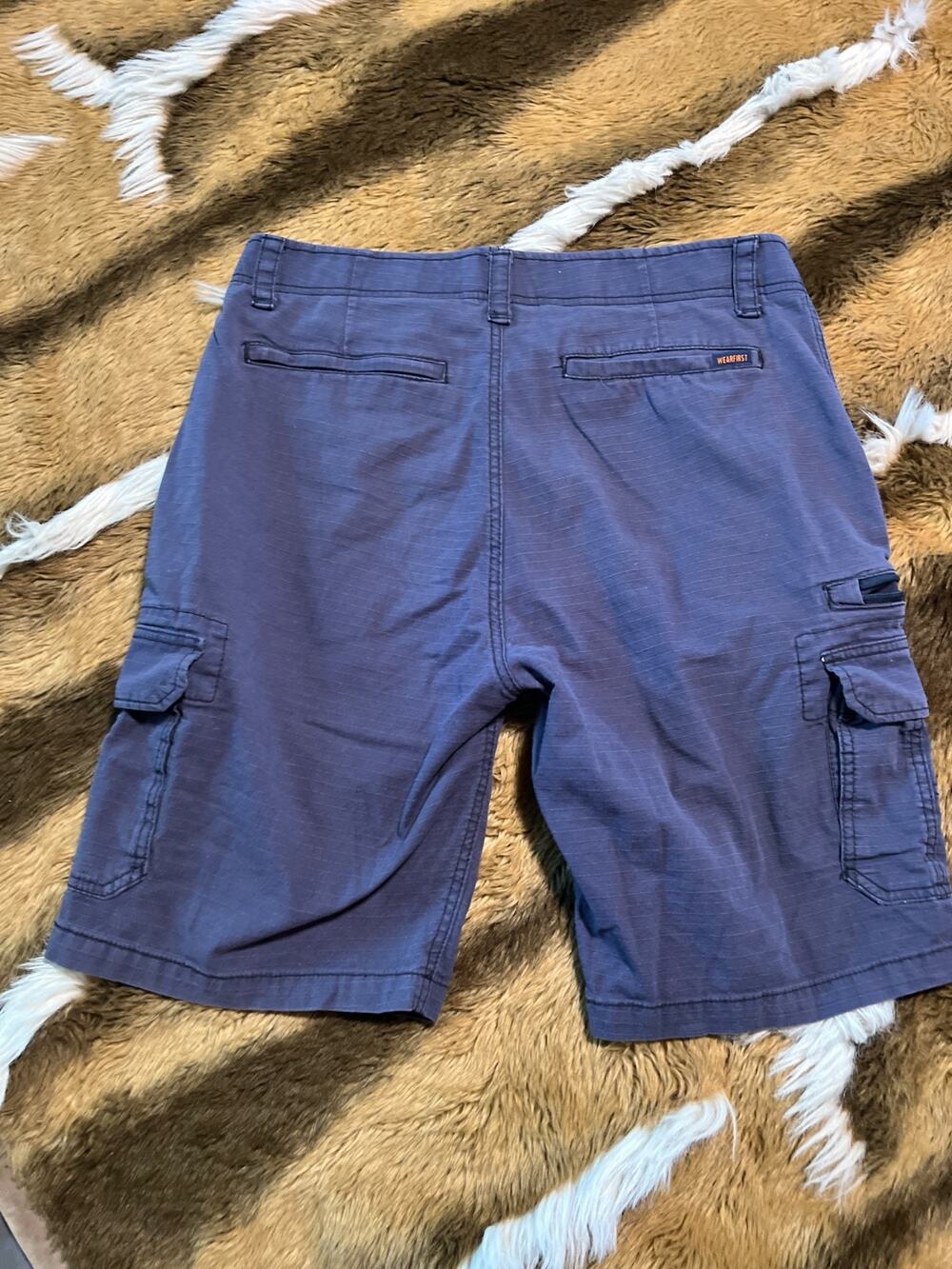 Wearfirst Mens Blue Cargo Shorts Size 34 Ripstop Utility Hiking Outdoor